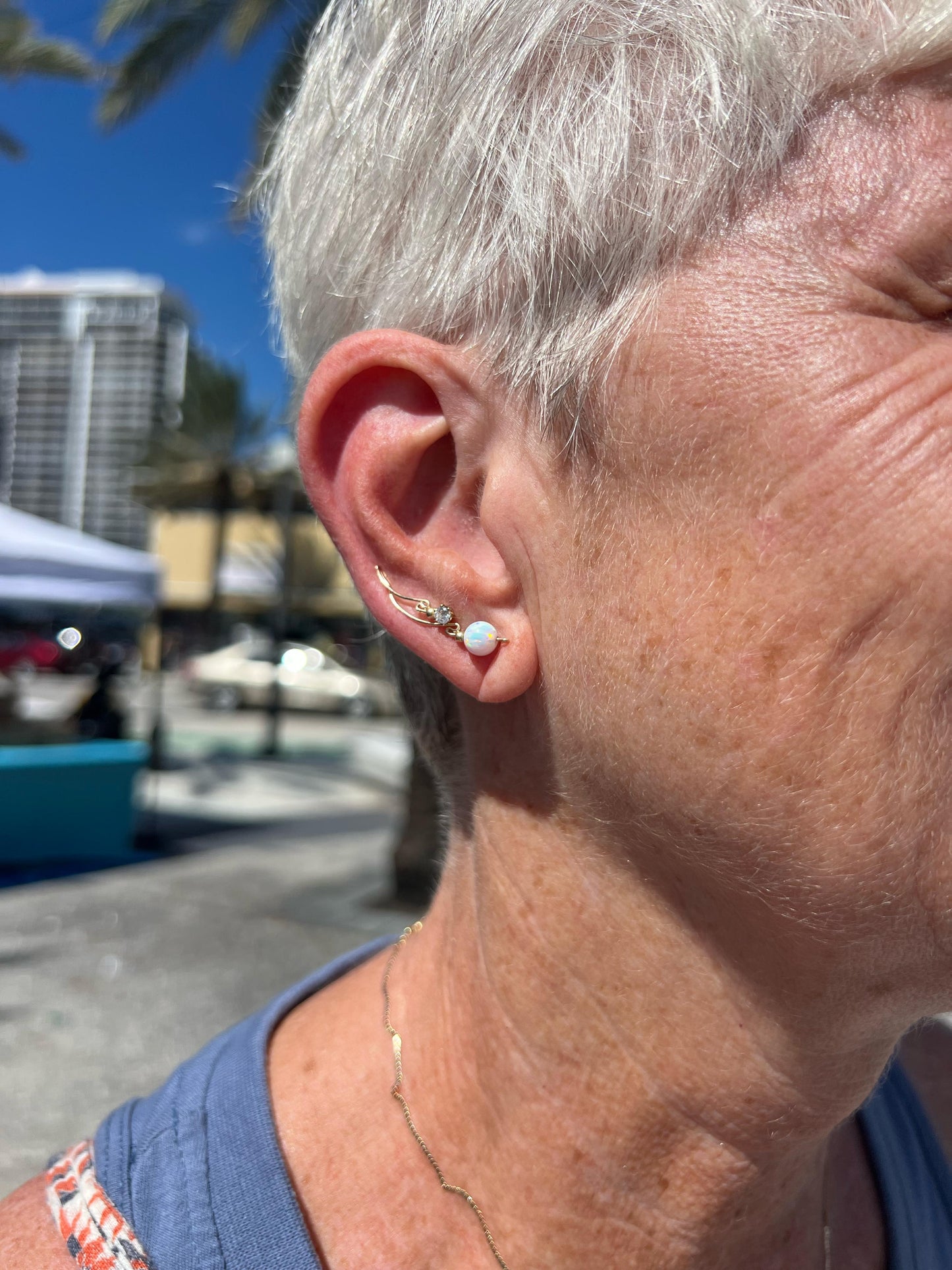 Dolce Collection Ear-Up™ | Cubic Zirconia & White Opal Beads