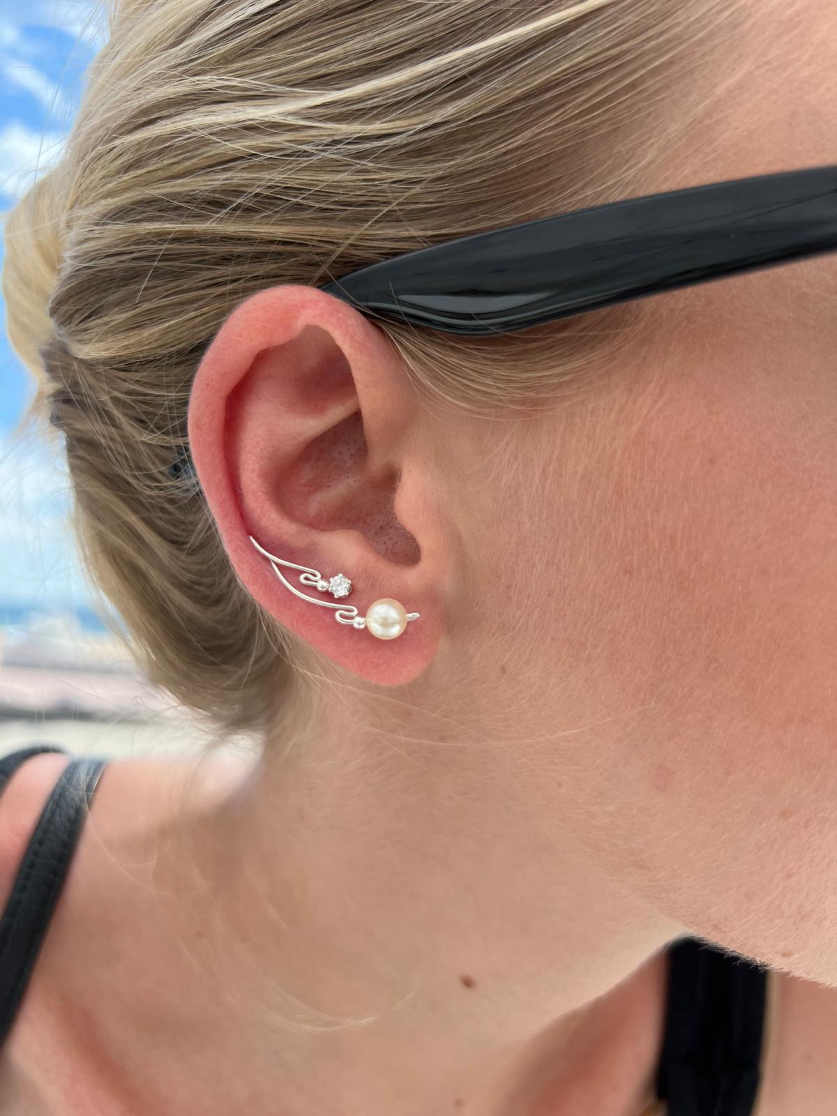 Dolce Collection Ear-Up™ | Cubic Zirconia & White Pearl Beads