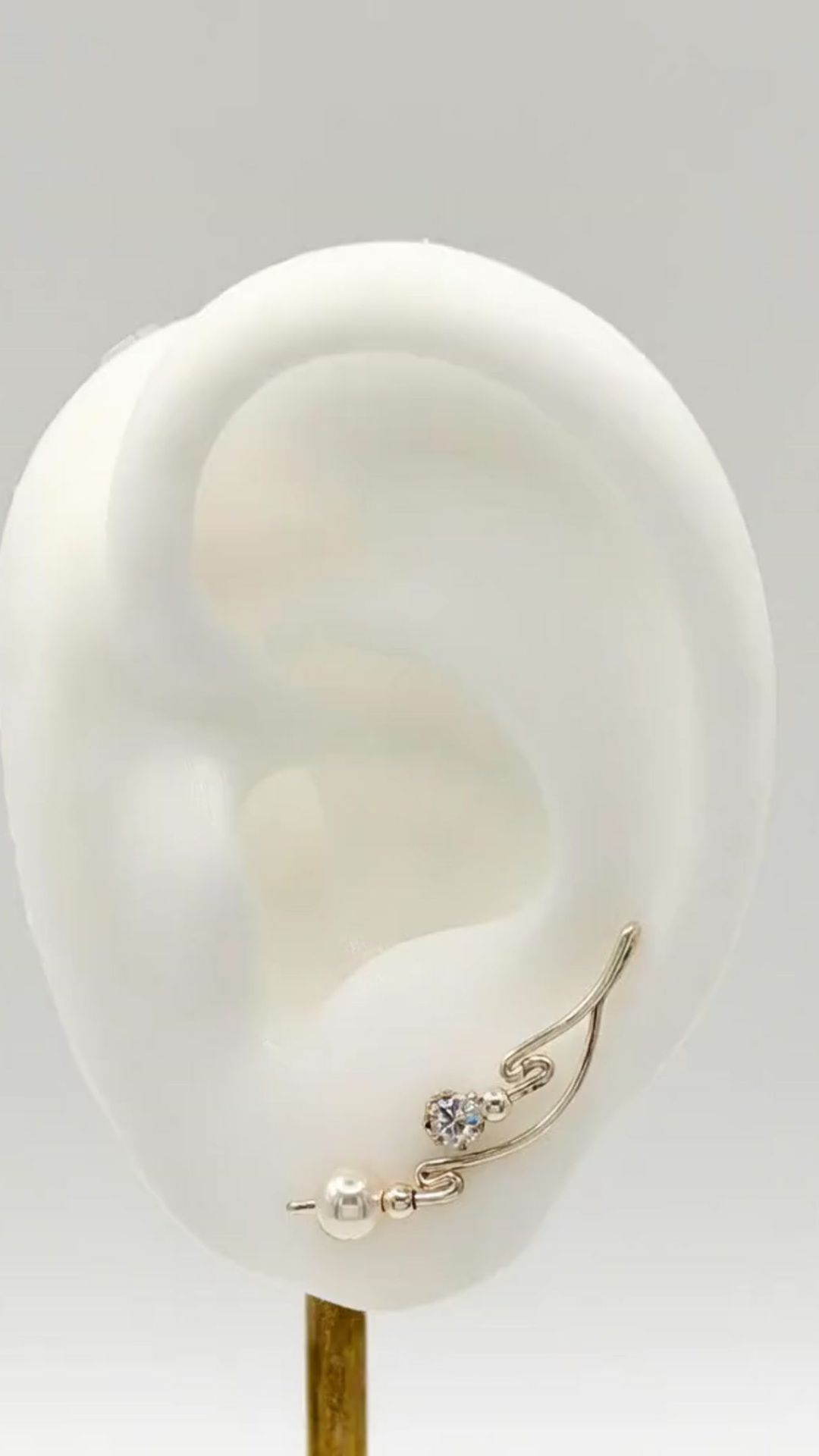 Handcrafted Dolce Collection Ear-Up™ featuring sparkling Cubic Zirconia and 6mm Pearl Beads in .925 Sterling Silver by Silver Shopper.