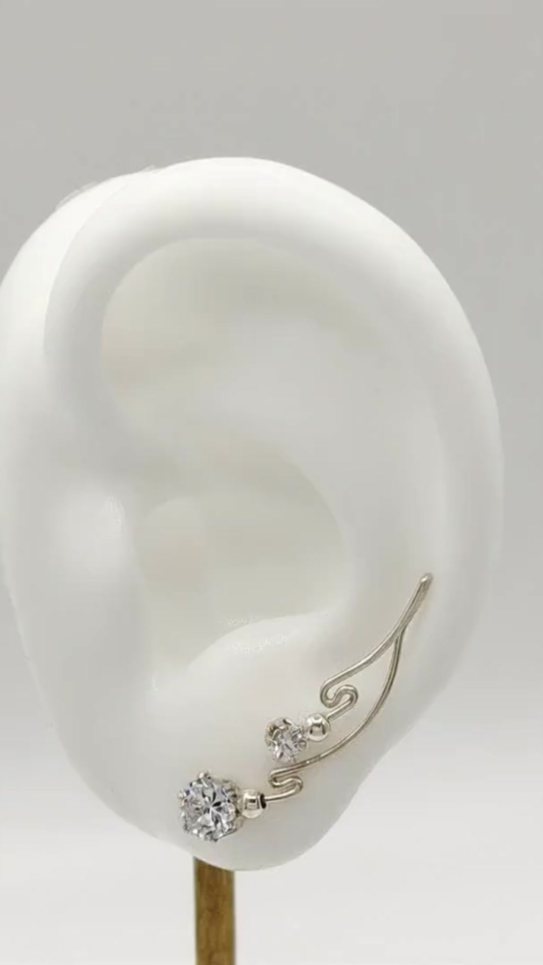 Handcrafted Dolce Collection Ear-Up™ featuring two brilliant Cubic Zirconia stones in .925 Sterling Silver by Silver Shopper.