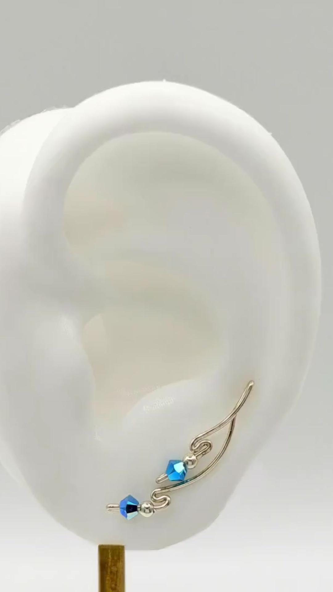 Handcrafted Dolce Collection Ear-Up™ featuring shimmering 4mm Turquoise Crystal Beads on .925 Sterling Silver wire. Elegant handcrafted Ear-Up™ jewelry designed by Silvia Iglesias.