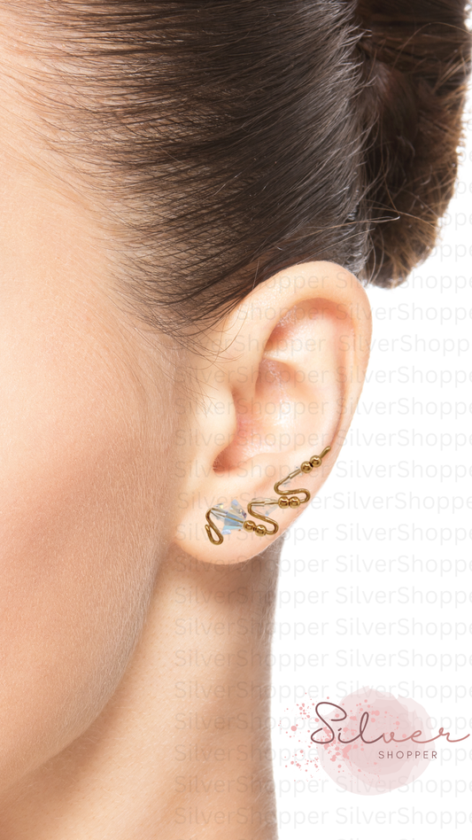 Grazia Collection Ear-Up™ handcrafted with 14/20 Gold-Filled wire and genuine Aurora Borealis Swarovski® Crystals.